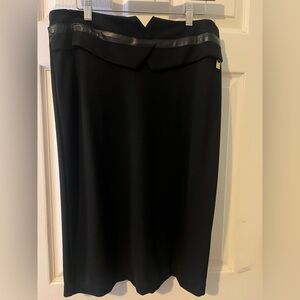 Black Skirt with Leather Trim below knee size 14